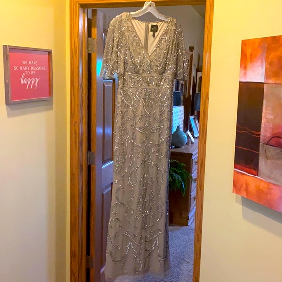 Adrianna Papell Gown. Size 8. Platinum color. - Picture 1 of 11